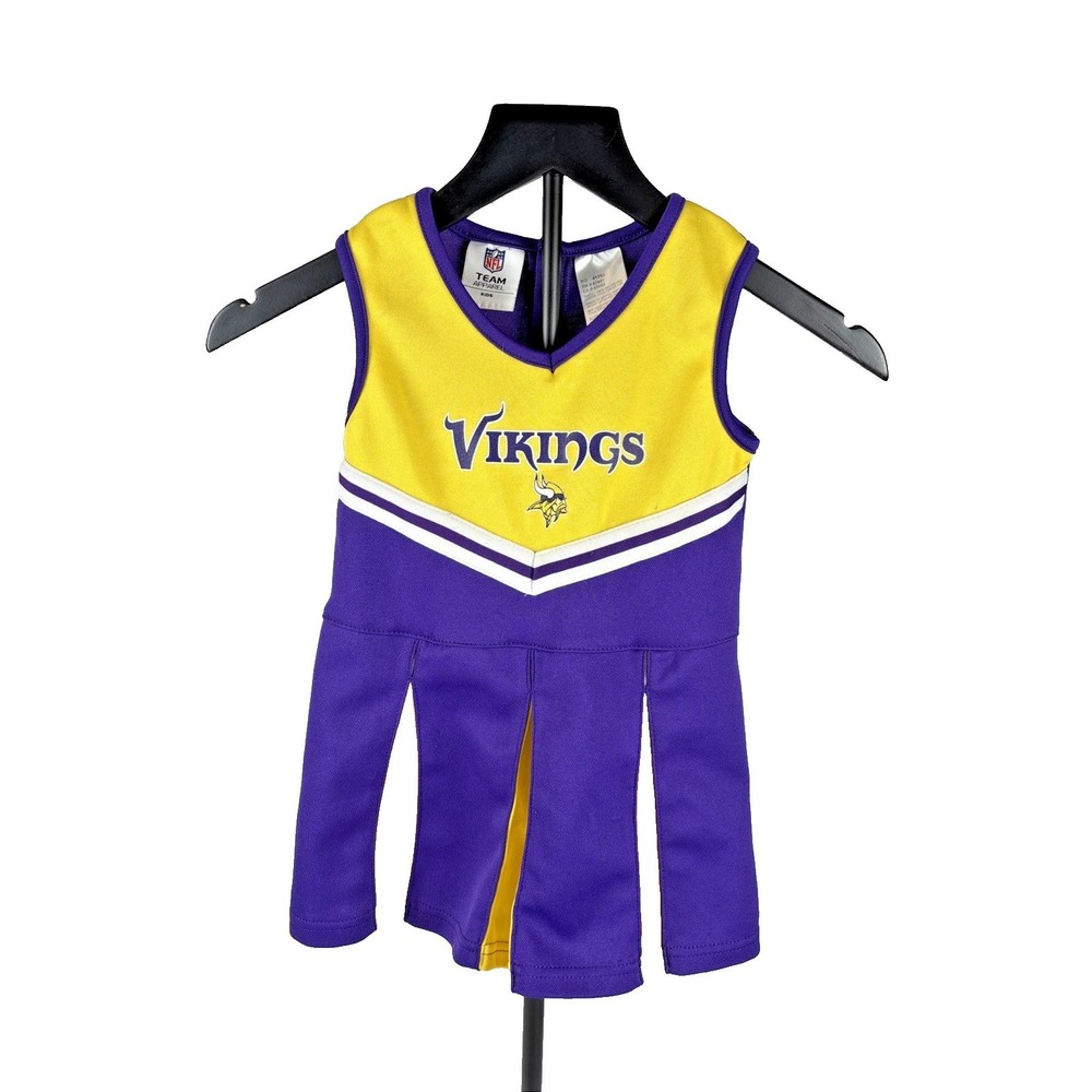 NFL Team Apparel Cheerleader Dress Toddler 4T Purple Gold Minnesota Vikings Logo
